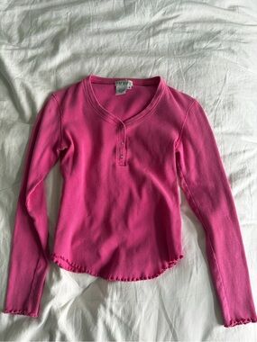 Paradox Pink Ribbed Cotton Tee size s